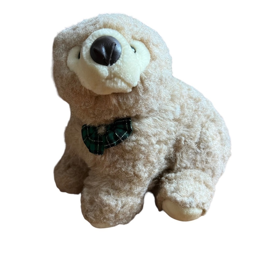 Commonwealth Toy and Novelty Co Teddy Bear Stuffed Animal Plush Bow‎ Plaid Beige